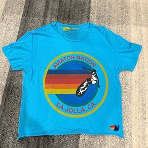 Aviator Nation Cropped Blue LogoTee